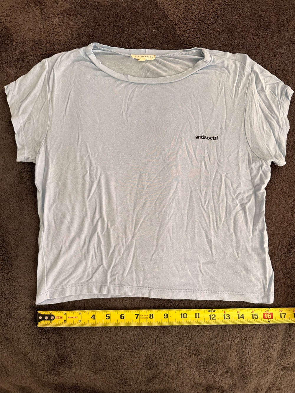 La Hearts Light Blue "antisocial" Crop Tee